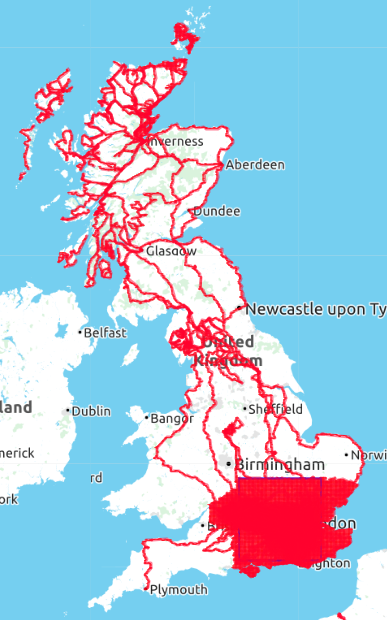 A map of Britain showing hundreds of routes that Jonathan France has cycled