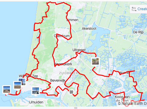 A map showing the GPS trace of Martin Crielaard's bike ride