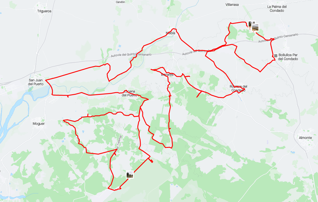 A map showing the GPS trace of Elmar Hogenboom's bike ride
